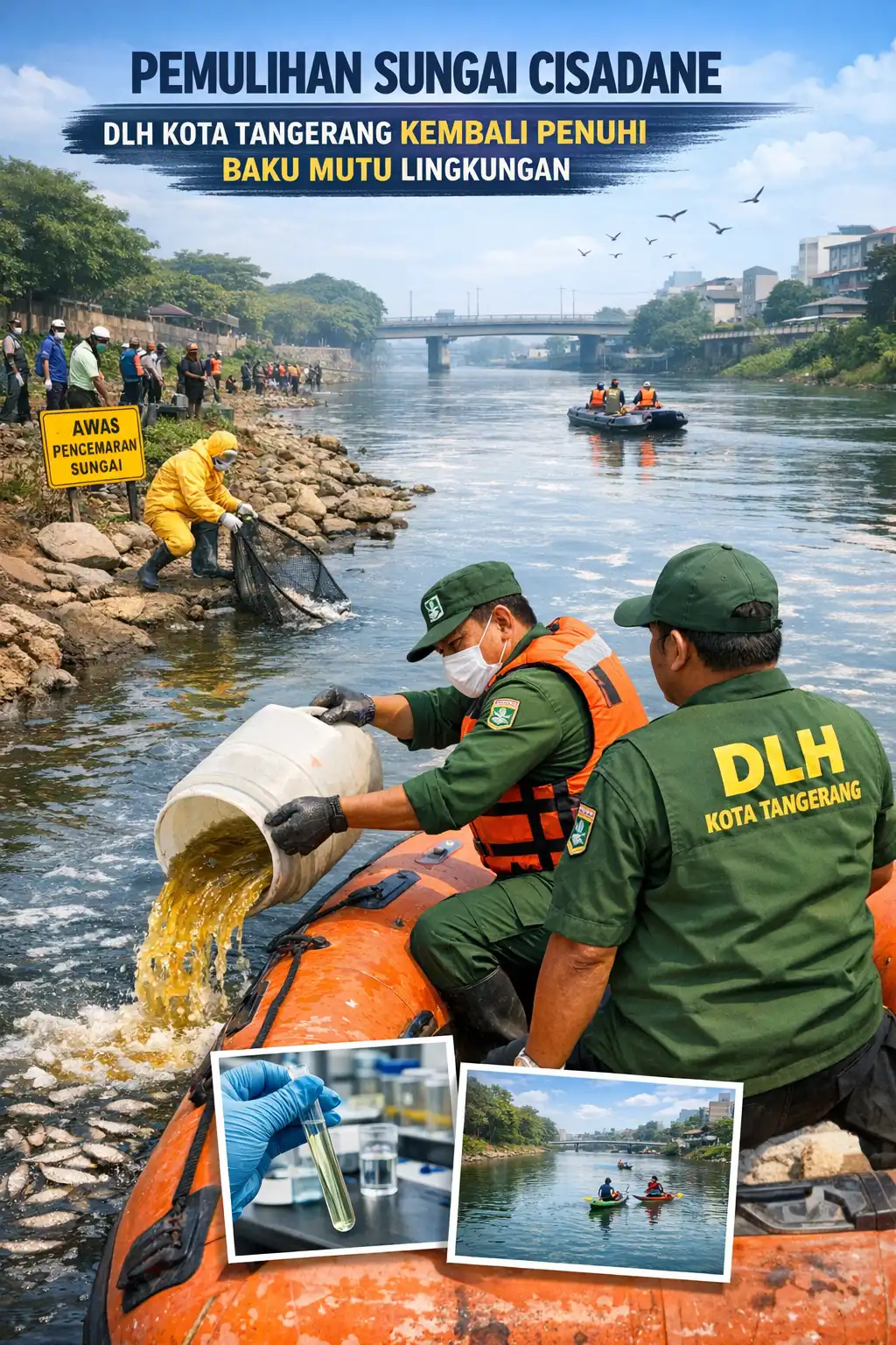 Read more about the article DLH Kota Tangerang Sudah Pastikan Sungai Cisadane Kembali Penuhi Baku Mutu Usai Tercemar